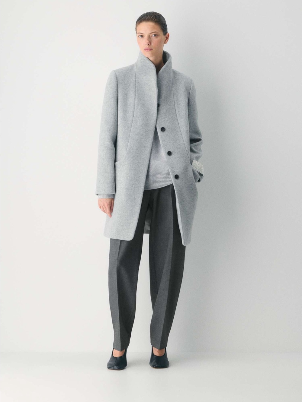 Wilfred Aritzia The Cocoon Coat Heather Gray Wool